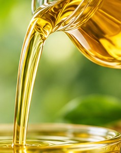 Golden edible oil being poured